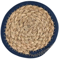 Σουβέρ Gaia (Σετ 4Τμχ) 07-40413 Φ12cm Natural-Blue Estia Seagrass,Polyester