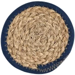 Σουβέρ Gaia (Σετ 4Τμχ) 07-40413 Φ12cm Natural-Blue Estia Seagrass,Polyester