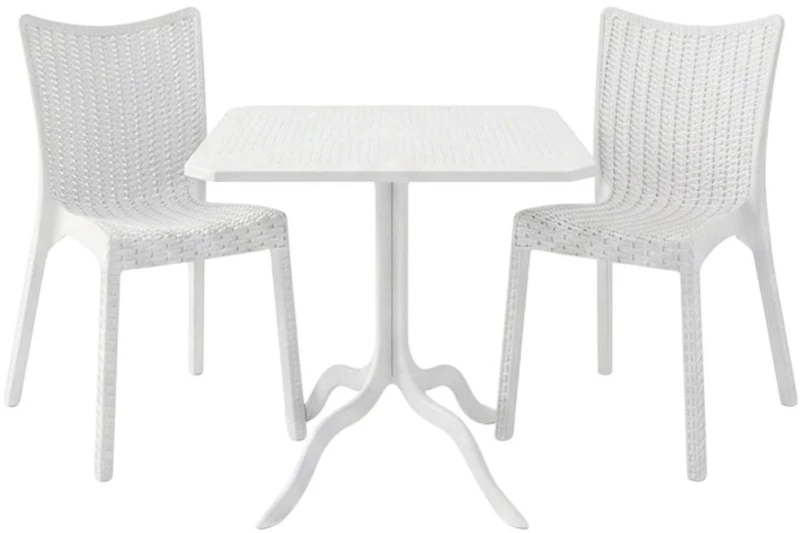 Τραπεζαρία Κήπου Icon Confident (Σετ 3Τμχ) 253-000110 80x80x74,5cm White 2 Θέσεων