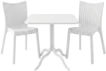 Τραπεζαρία Κήπου Icon Confident (Σετ 3Τμχ) 253-000110 80x80x74,5cm White 2 Θέσεων