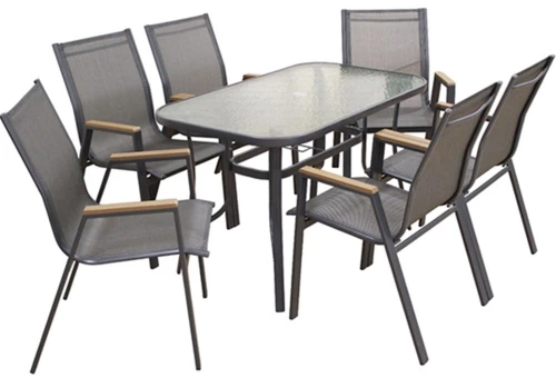 Τραπεζαρία Κήπου Selby 06.8085.2 (Σετ 7Τμx) 120x70x71cm/56x64x90cm Anthracite 6 Θέσεων