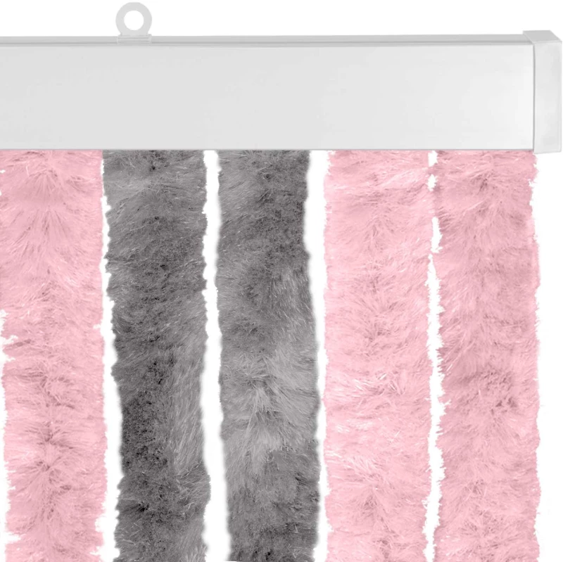 vidaXL Κουρτίνα εντόμων Chenille Ασημί Γκρι και Ροζ 90 x 220 cm