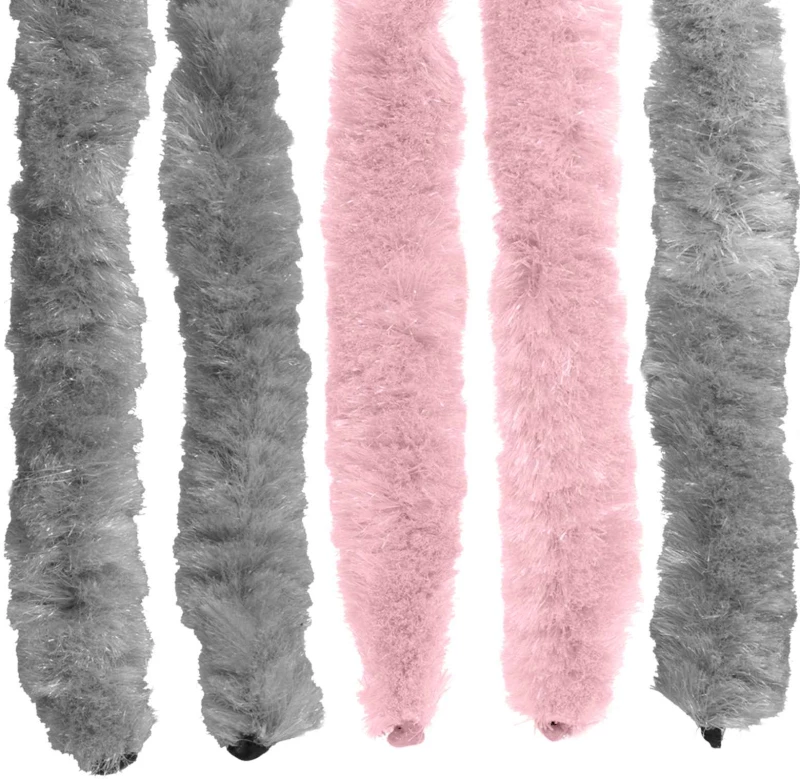 vidaXL Κουρτίνα εντόμων Chenille Ασημί Γκρι και Ροζ 90 x 220 cm