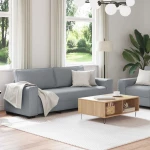 vidaXL Σετ Καναπέδων 2 Τεμαχίων με Μαξιλάρια, Ανοιχτό Γκρι Ύφασμα