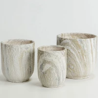 Κασπώ Pedra (Σετ 3Τμχ) 032446 30x30x31/25x25x25/20x20x22cm Beige-White Κεραμικό