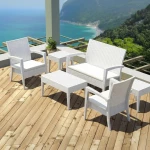 Σαλόνι Κήπου Pacific 01-00-1812 (Σετ 4Τμχ) Με Μαξιλάρια White 4 Θέσεων
