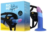 ROMP - PICCOLO HARNESS + SILICONE DILDO WITH TRICOLOR SUCTION CUP 14 CM
