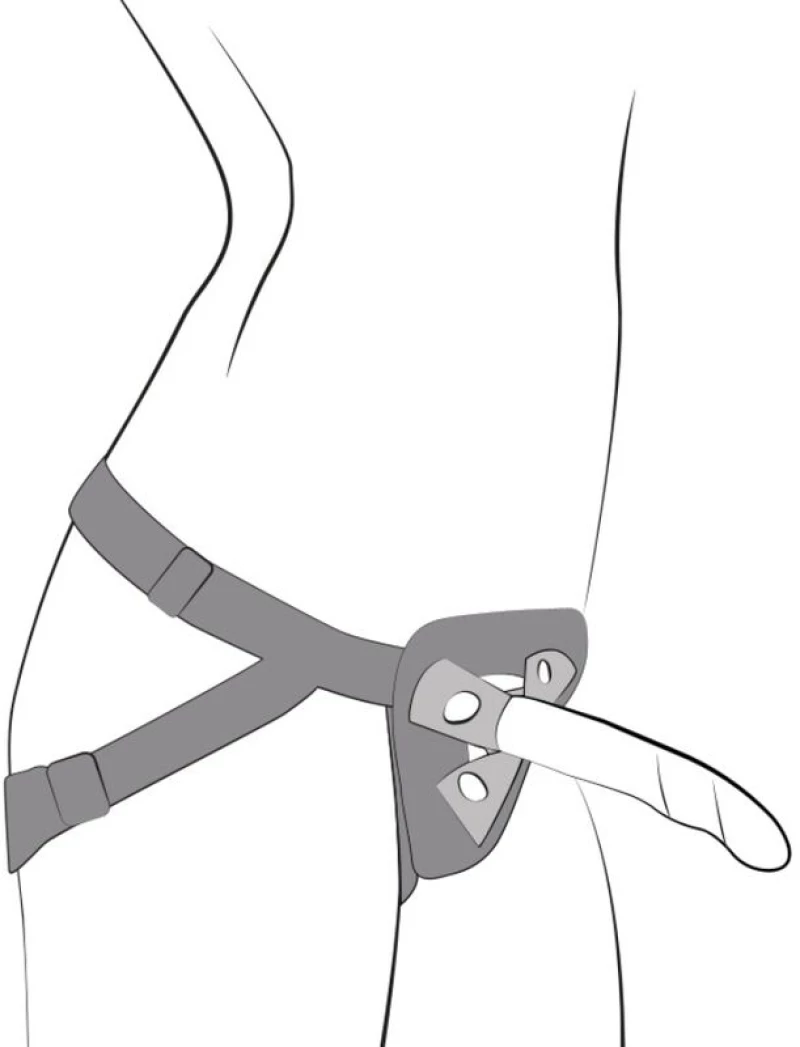ROMP - PICCOLO HARNESS + SILICONE DILDO WITH TRICOLOR SUCTION CUP 14 CM