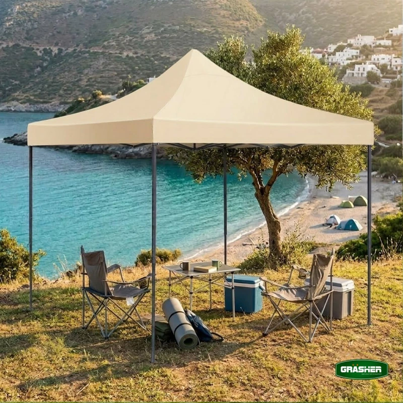 GRASHER Πτυσσόμενο Κιόσκι Κήπου 3x3m Μπέζ 420D TGL3437 / 104230