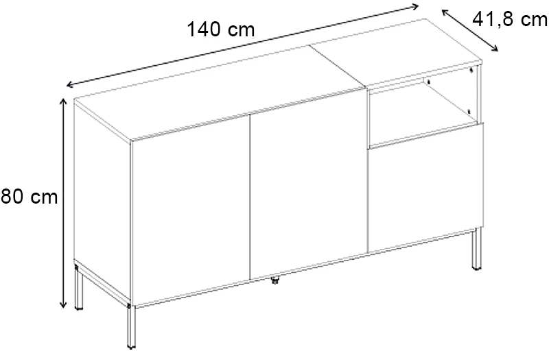 Μπουφές Cailin Megapap χρώμα sandstone - sepet oak 140x41,8x80εκ.