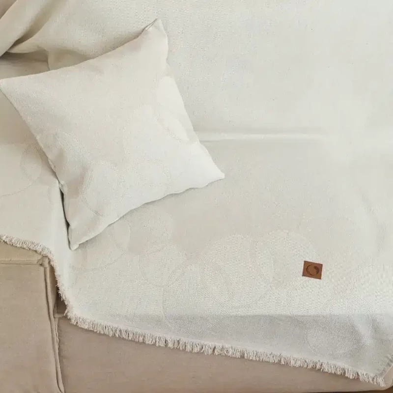 Ριχτάρι Βαμβακερό Τετραθέσιο Κύκλοι Borea Home Textiles - Εκρού