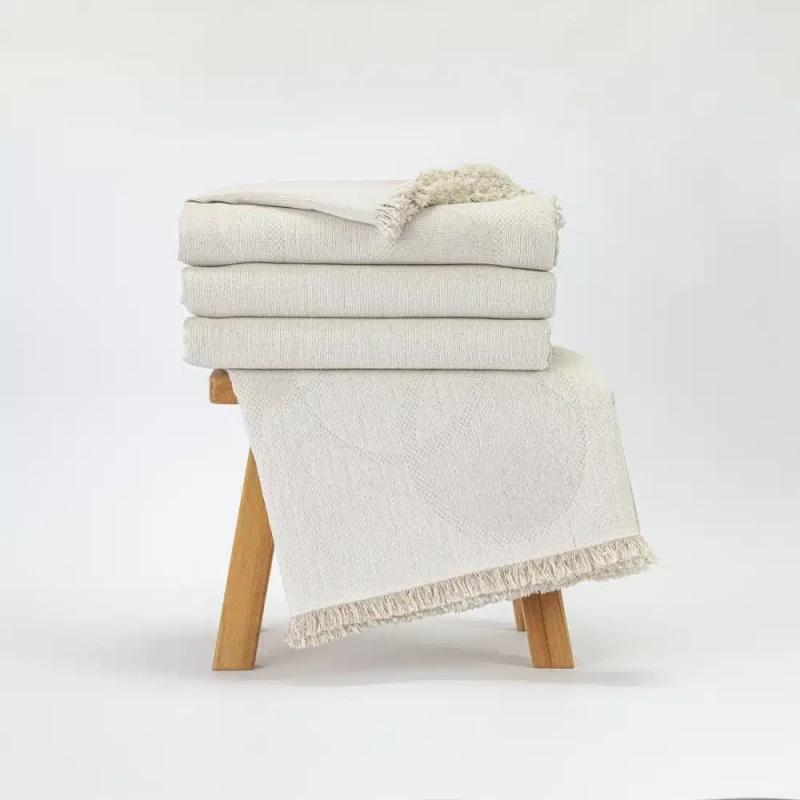 Ριχτάρι Βαμβακερό Τετραθέσιο Κύκλοι Borea Home Textiles - Εκρού
