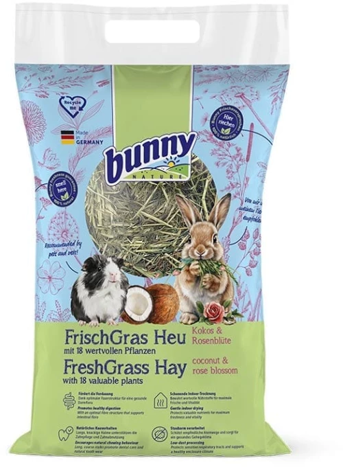 Bunny Χόρτο Fresh Grass Hay με Καρύδα και Άνθη Τριαντάφυλλου 500gr