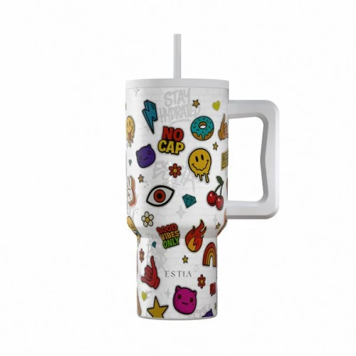 Estia Θερμός Ποτήρι Straw Tumbler XL 900ml Save The Aegean Urban Vibes 01-41540