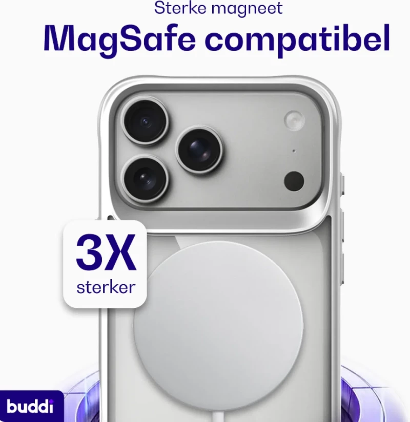 Θήκη iPhone 17 Pro Max Buddi Hybrid Σκληρή Διάφανη με MagSafe - Matched Silver (8719246597374)