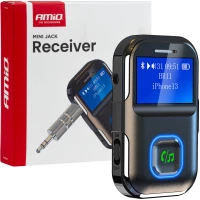 Amio - Bluetooth Δέκτης (Receiver) BTR-03 για Ασύρματη Μετάδοση Ήχου με υποδοχή Mini Jack 3.5mm και Οθόνη LCD - 1 τεμ. (04659/AM)