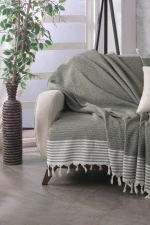 Stewehome Ριχτάρι καναπέ από βαμβάκι χακί 180x200 cm