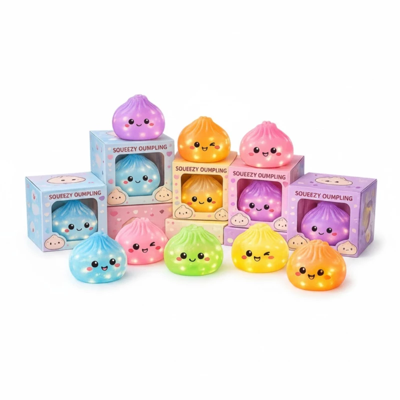 0-1017 Squishy Dumpling Glitter και Led φωτακια 9cm ΟΕΜ