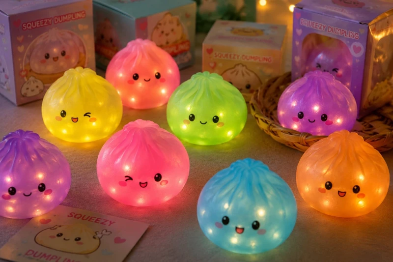 0-1017 Squishy Dumpling Glitter και Led φωτακια 9cm ΟΕΜ
