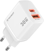 Techsuit Φορτιστής Duonix30W CH1 Type-C USB Dual Travel Charger 30W White