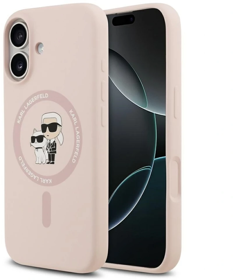 Karl Lagerfeld Θήκη Liquid Silicone Karl and Choupette MagSafe iPhone 17 Pink