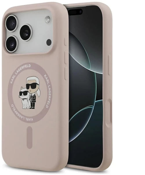 Karl Lagerfeld Θήκη Liquid Silicone Karl and Choupette MagSafe for iPhone 17 Pro Pink