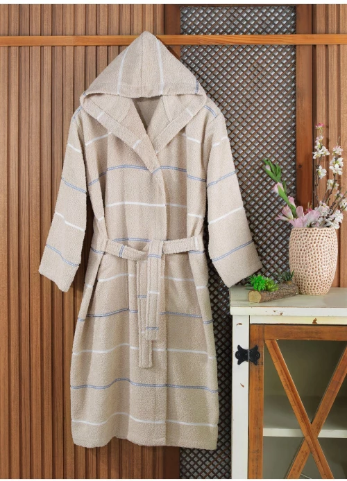 Stewehome Μπεζ ριγωτή ρόμπα (3XL)