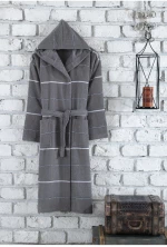 Stewehome Μπεζ ριγωτή ρόμπα (3XL)