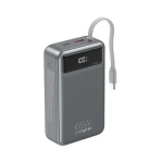 ENERGENIE 65W FAST CHARGING POWER BANK WITH INTEGRATED CABLES 20000 MAH BLACK