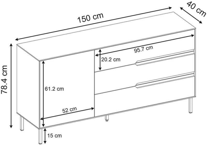 Μπουφές Arch χρώμα sandstone 150x40x78,4εκ.