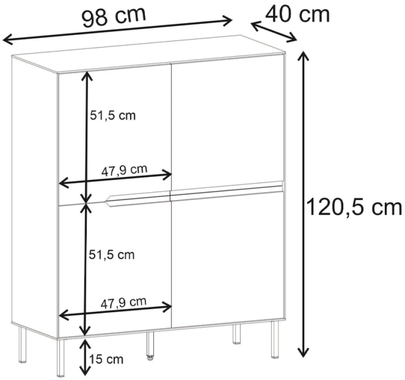 Μπουφές Arch χρώμα sandstone 98x40x120,5εκ.