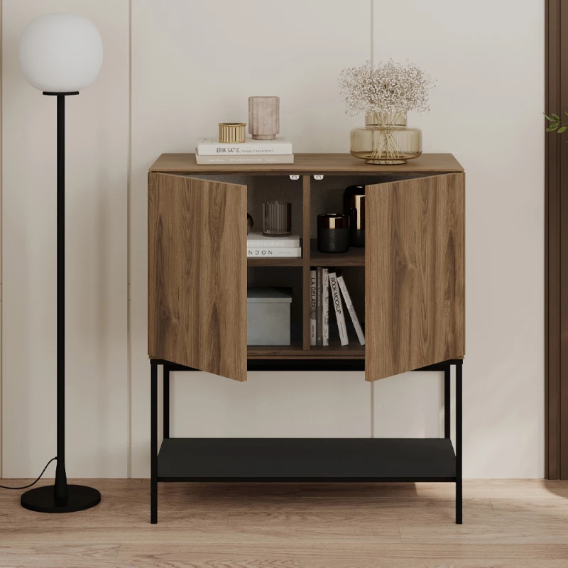 Μπουφές Amira χρώμα καρυδί Ud - black wood 80x40x90εκ.