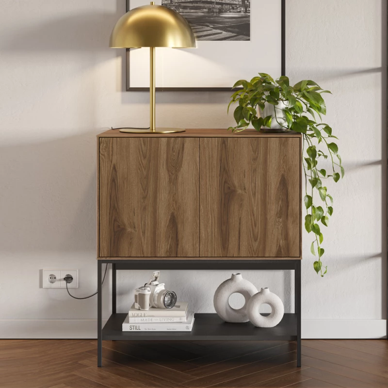 Μπουφές Amira χρώμα καρυδί Ud - black wood 80x40x90εκ.