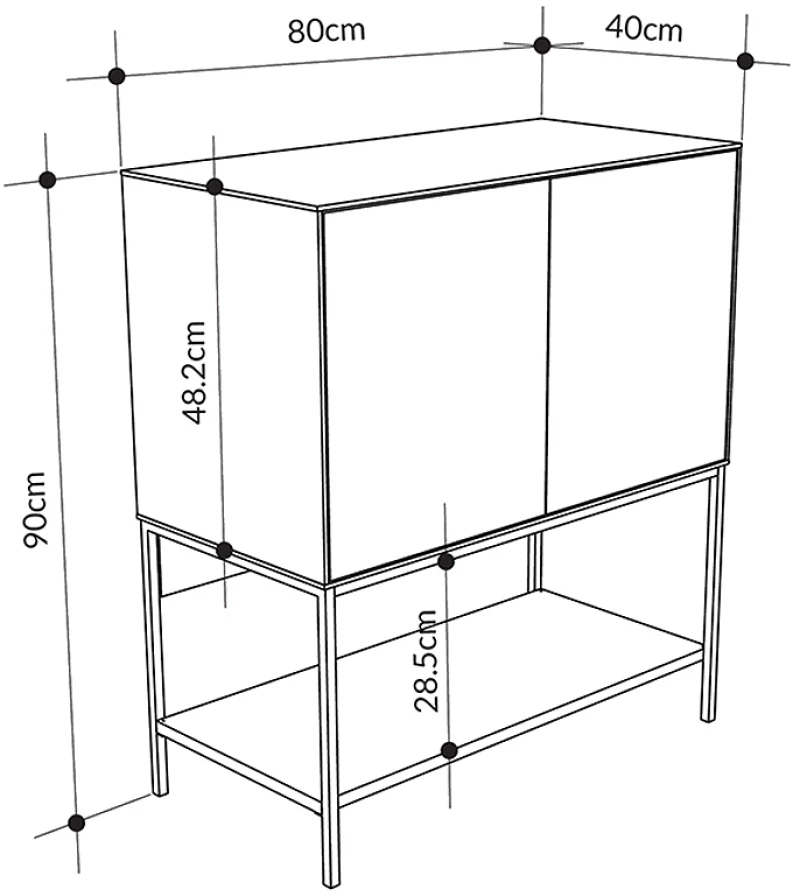 Μπουφές Amira χρώμα καρυδί Ud - black wood 80x40x90εκ.