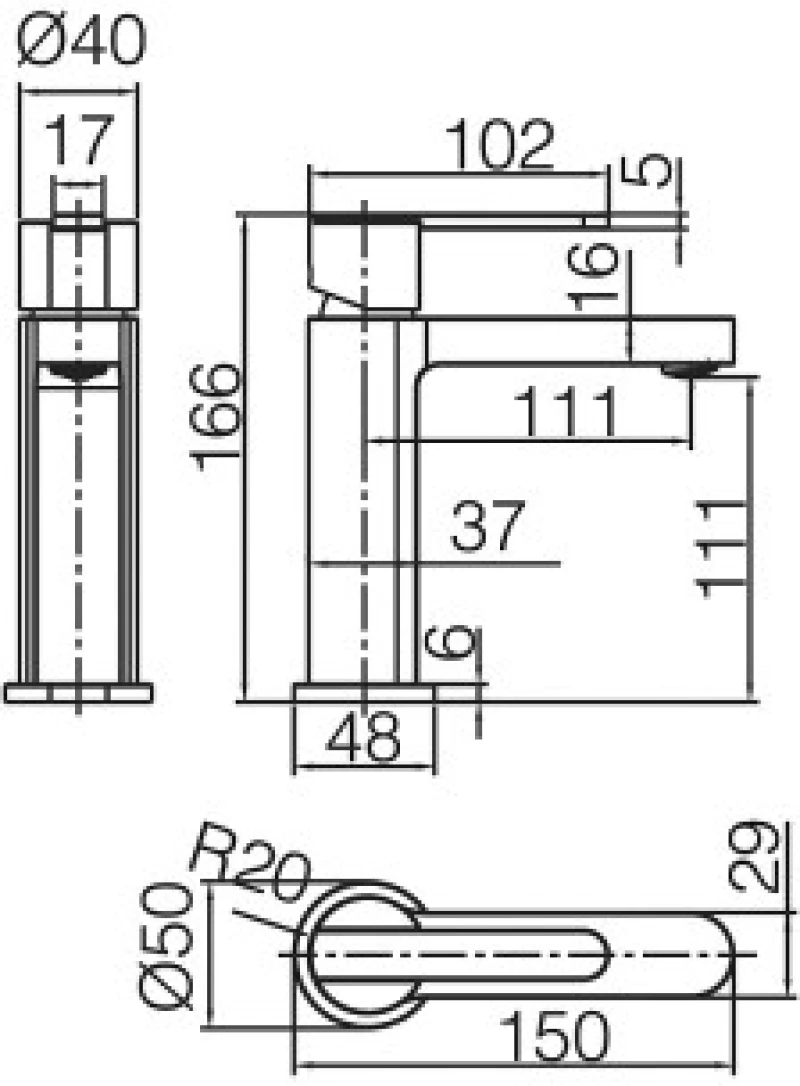 Μπαταρία Νιπτήρος IMEX ROMA BDR001-1NG Μαύρο Ματ