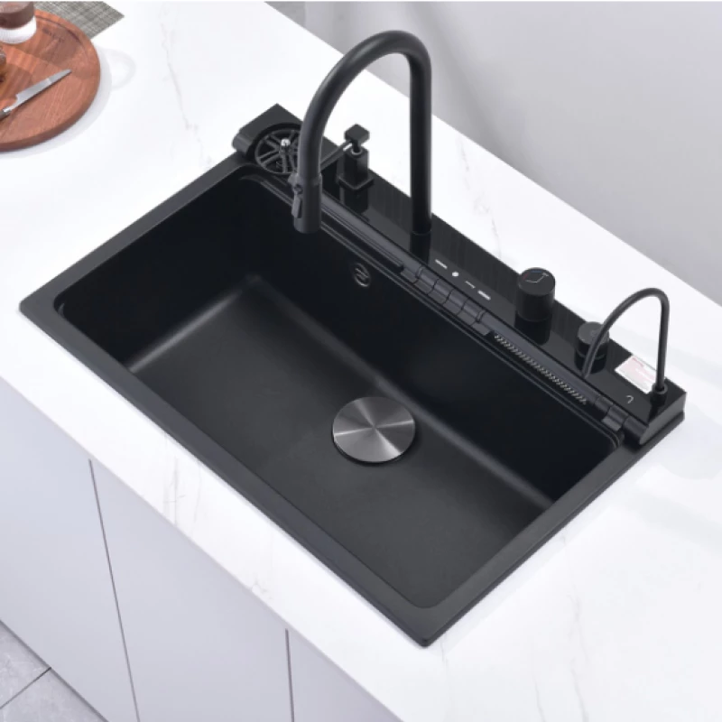 Ένθετος Νεροχύτης AQUARIS BG8276 BLACK + Μπαταρία Κουζίνας 7567131MB BLACK