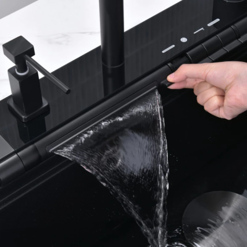 Ένθετος Νεροχύτης AQUARIS BG8276 BLACK + Μπαταρία Κουζίνας 7567131MB BLACK
