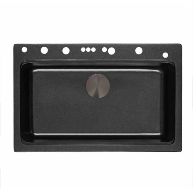 Ένθετος Νεροχύτης AQUARIS BG8276 BLACK + Μπαταρία Κουζίνας 7567131MB BLACK