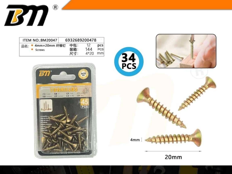 Ξυλόβιδες - 4mm×20mm - Σετ 12 πακέτα των 34 τεμαχίων - 200478