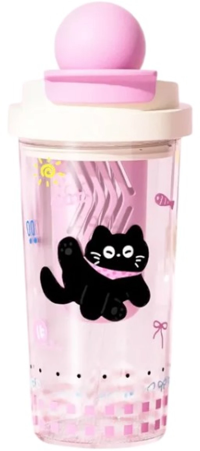 Παιδικό παγούρι πλαστικό με καλαμάκι - 550ml - 413227 - Pink