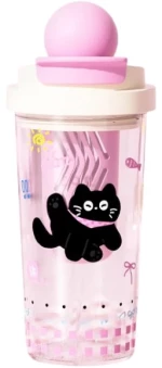 Παιδικό παγούρι πλαστικό με καλαμάκι - 550ml - 413227 - Pink