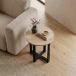 Τραπεζάκι βοηθητικό Mesa Megapap χρώμα sapphire oak Ø45x50εκ.