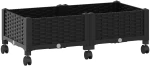 vidaXL Κήπος Γλαστράκι με Ροδάκια Μαύρο 80 x 40 x 29 εκ PP