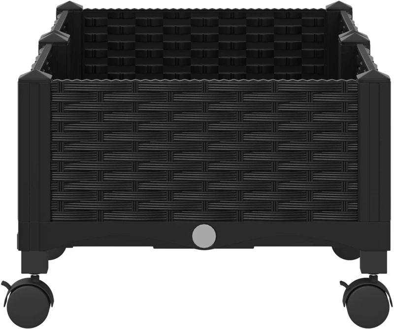 vidaXL Κήπος Γλαστράκι με Ροδάκια Μαύρο 80 x 40 x 29 εκ PP