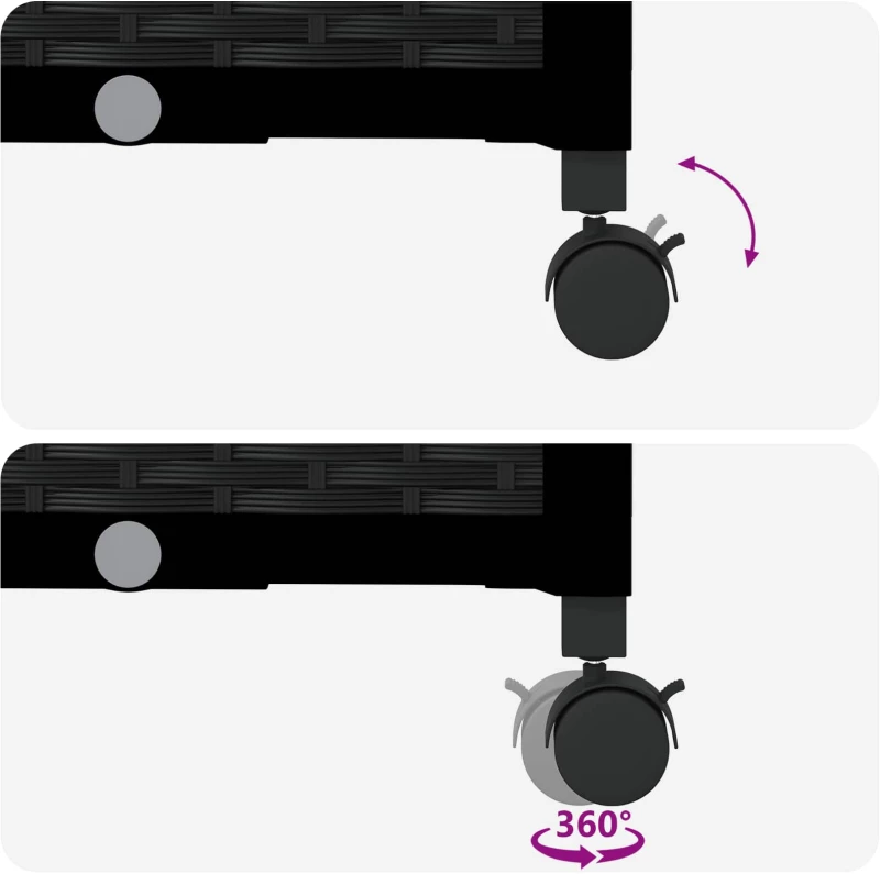 vidaXL Κήπος Γλαστράκι με Ροδάκια Μαύρο 80 x 40 x 29 εκ PP