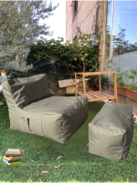 Stewehome πολυθρόνα αχλάδι και υποπόδιο από ύφασμα 75x65x70 cm
