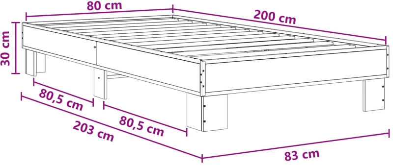 vidaXL Σκελετός Κρεβατιού Γκρι Sonoma 80 x 200 cm Επεξεργασμένο Ξύλο