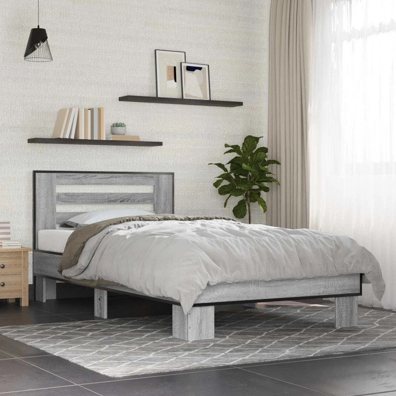vidaXL Κρεβάτι με Κεφαλάρι Γκρι Sonoma 80 x 200 cm Επεξεργασμένο Ξύλο