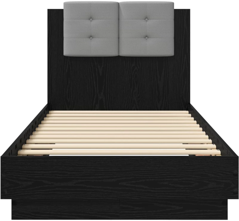 vidaXL Κρεβάτι με Κεφαλάρι Μαύρη Δρυς 80 x 200 cm Επεξεργασμένο Ξύλο