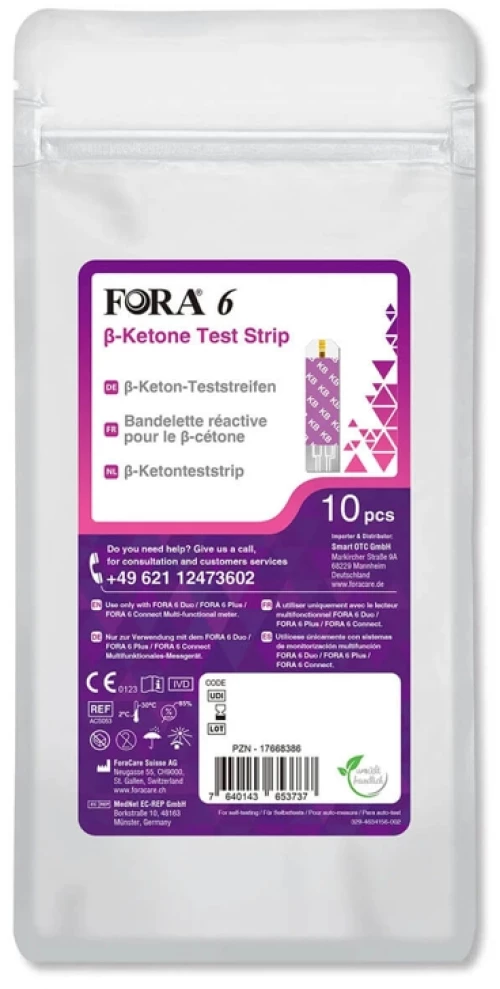 FORA 6 β-Ketone Ταινίες Μέτρησης Κετόνης 10 Τεμάχια
